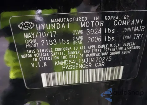 2018 Hyundai Elantra Sel from USA, damaged, VIN KMHD84LF9JU470275